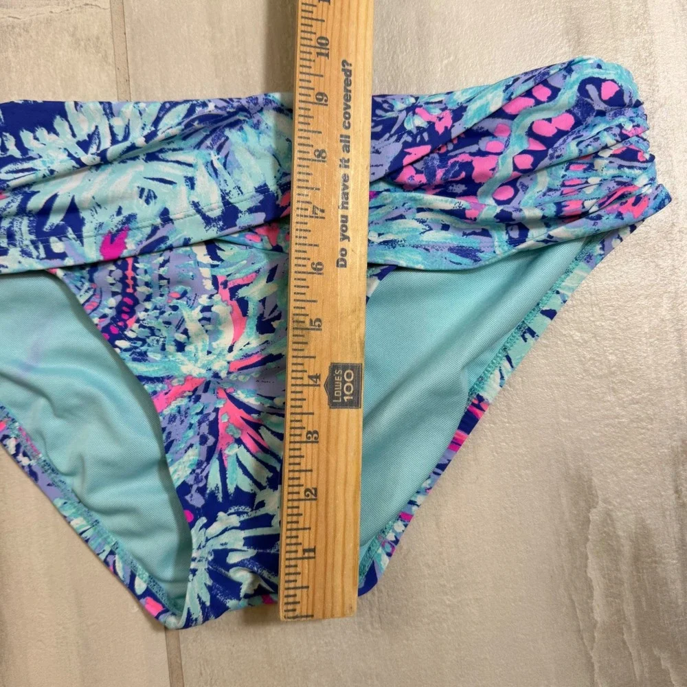 Lilly Pulitzer Bikini Set Blue Pink Tropical Floral Bandeau Top 8 Bottom 6